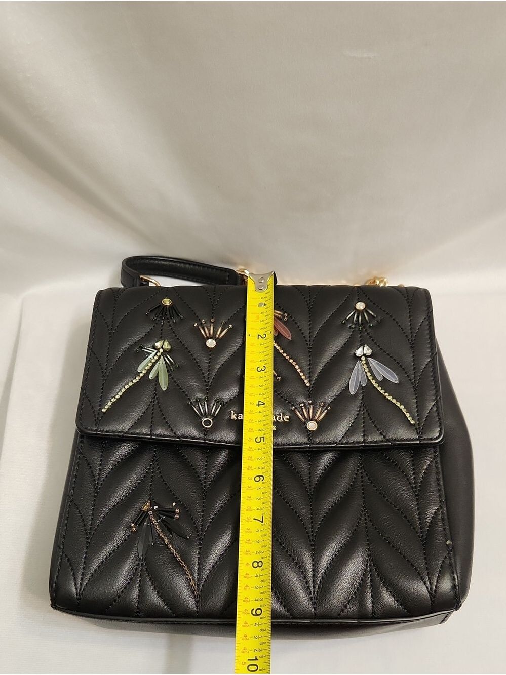 Kate Spade New York Briar Lane Quilted Dragonfly Gold Chain Strap Backpack - Picture 11 of 15